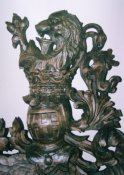 Coat of arms -detail 2, free duplicate, limewood, mordant, 50x40 cm