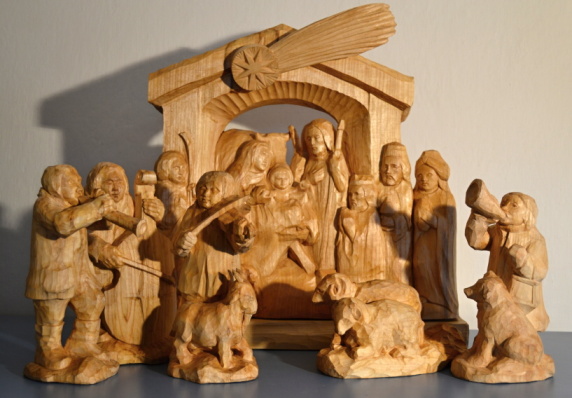 Nativity scene, limewood, high 47 cm